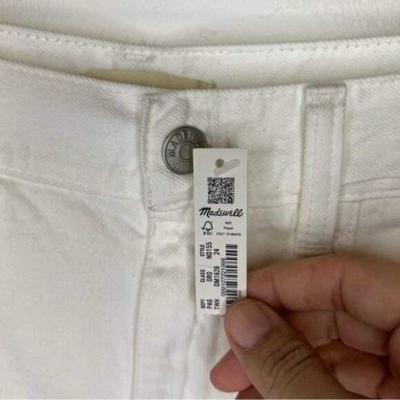 Madewell White Denim Harlow Shorts size 24, NEW - Picture 5 of 7